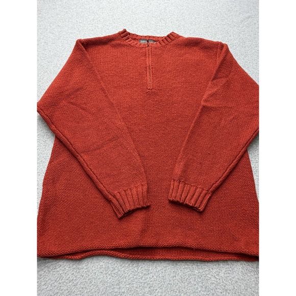 Fisherman Out of Ireland Mens XL Wool Quarter Zip Sweater Red Knit Pullover - Picture 2 of 14